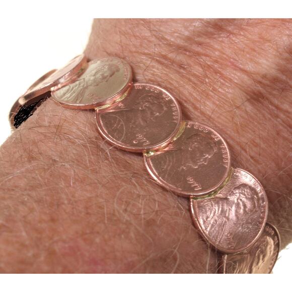 WHOLESALE Lot of 12 assorted REAL COPPER Lincoln Penny Bracelets - Free Shipping - Picture 4 of 8